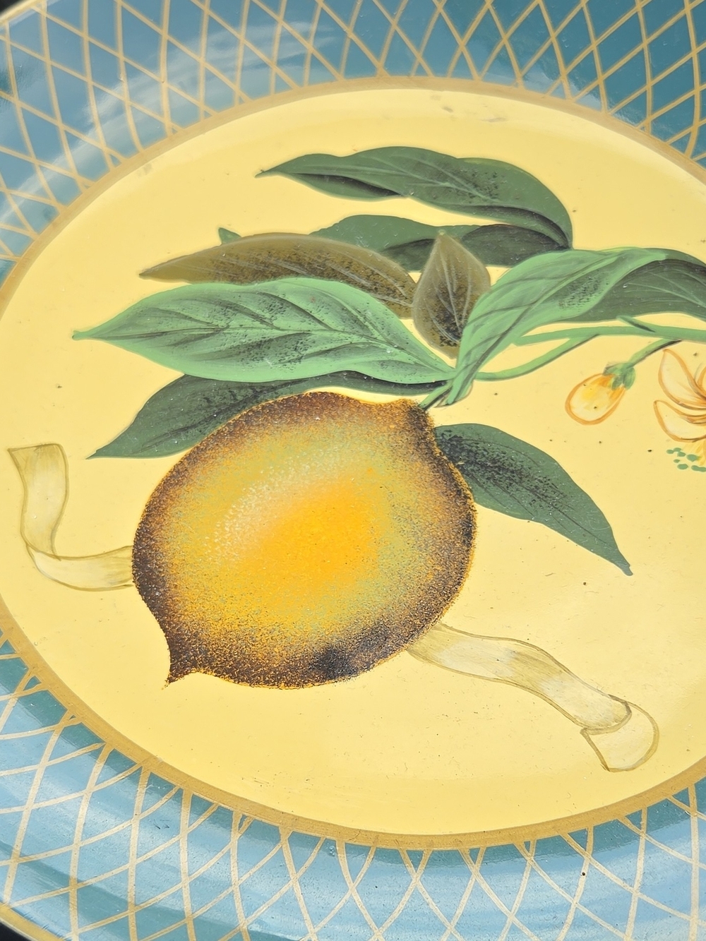 Hand-Painted Yellow Citrus Serveware Tray - Unbranded